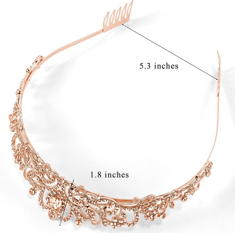TAROSE Crowns for Women, Queen Crystal Gold Silver Tiaras with White Rhinestone and Combs, Goddess Crown for Wedding Bride Birthday Princess Bridal Shower Hair Accessories for Women - Image 2